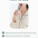 DEARCUS Tongue Scraper with 3 Replaceable Heads for Up to 9 Months - Soft BPA-Free TPE Tongue Cleaner, Designed to Reduce Gag Reflex, Helps Freshen Breath & Remove White Coating (White)