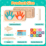 Montessori Learning Toys for Toddlers 2-4, Double-Sided Finger Counting & Number Tracing Board, Colorful Number Blocks, Solid Pine Wood Educational Math Toy for Kids Boys Girls Ages 1 3 5 Year Old