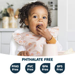 Tiny Twinkle Mess Proof Baby Bib - Waterproof Baby Apron - Machine Washable - PVC, BPA, & Phthalate Free - Great Travel Bib for Baby Eating - Baby Food Bibs (Boho Rainbow, Large 2-4 Years)