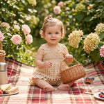 Murnouche 2Pcs Newborn Baby Girl Summer Clothes Sleeveless Floral Top Ribbed Shorts Boho Outfit Set Beige 3-6 Months