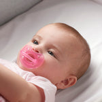 Chicco PhysioForma Silicone Orthodontic Pacifier for Babies 6-16m, One-Piece 100% Soft Silicone, Supports Breathing, Satin-Textured Nipple, Included Sterilizing Case, BPA Free, 2-Pack, Pink