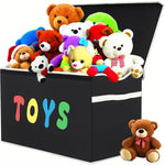 YOLOXO Toy Box Chest, Collapsible Sturdy Storage Bins with Lids, Extra Large Kids Toy Storage Organizer Boxes Bins Baskets for Kids, Boys, Girls, Nursery Room, Playroom, Closet (BLACK)