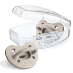 Chicco PhysioForma Luxe Orthodontic Pacifier for Babies 6-16 Months, One-Piece 100% Soft Silicone, Supports Breathing, Textured Shield & Handle, Sterilizing Case, BPA Free, 2-Pack, Grey