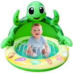 Baby Pool Toddler Sprinkler Water Play Mat, Turtle Baby Pool Float Sprinkler for Kids- Inflatable Kiddie Pool with Canopy Outdoor Water Toys for Summer Play Center Backyard Water Activity Games