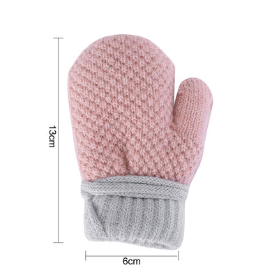 HKSICHENGKEJI Toddler Winter Warm Mittens Baby Soft Plush Gloves Knit Fleece Lined Ski Snow Gloves for Boys Girls 1-3 Years