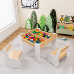 Costzon Kids Table and Chair Set, 4 in 1 Wooden Activity Table & 2 Chairs with Detachable Blackboard for Arts, Crafts, Drawing, Reading, Storage, 3 PCS Toddler Table and Chairs for Boys Girls (White)