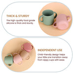 Mintlyfe Pack of 2 Silicone Drinking Mug Cup for Toddlers Kids (Natural/Cambridge Blue)