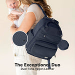 KeaBabies Diaper Bag Backpack - Small Multifunctional Travel Diaper Back Packs, Maternity Baby Changing Bags, 12L Capacity, PU Leather, Waterproof, Unisex, Nappy Changing Pad (Navy Blue, Small)