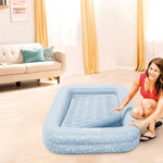 Intex 66810FL Inflatable Kidz Travel Bed Set, Includes Hand Pump and Carry Bag, Removable Mattress, Quick Inflation, Indoor Use, 42in x 66in x 10in, Blue with Star Print Frame