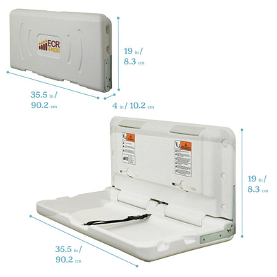 ECR4Kids Horizontal Wall-Mounted Changing Station, Baby Changer, White Granite