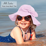 Baby Girl Sun Hat with UPF 50+ Outdoor Adjustable Beach Hat with Wide Brim Bucket Hats (12-24 Months,Purple-Stripe 1pcs)
