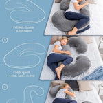 INSEN Pregnancy Pillow,Maternity Body Pillow with Velvet Cover,C Shaped Body Pillow for Sleeping (Grey)