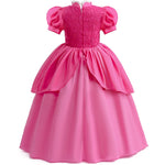 TYHTYM Princess Costumes Little Girls Super Cosplay Dress Up Fancy Halloween Birthday with Crown Gloves (Hot pink, 3-4 T)