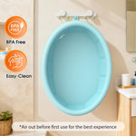 Baby Bathtub with Inflatable Top Edge, Extra Stable Infant Bath Tub, Collapsible & Portable for Baby Bath Time, No Tilt Design for 12M-6Y Newborn, No Assembly for Travel Shower