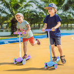 TONBUX Kids Scooter for Ages 3-8, Toddler Scooter with Light-Up Wheels, Adjustable 4-Level Height 3-Wheel Scooters for Kids, Lean-to-Steer Design - Vibrant Purple