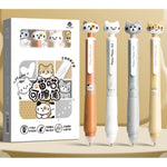MOZXIRZ 4 Pcs Cute Cat Erasable Pens Retractable Pens Erasable Gel Ink Pens Cartoon 0.5mm Point Black Ink Pen Kawaii Writing Pen Office School Supplies Women Girls Boys (Cat-Black Ink)