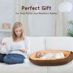 TOUCHLIFE Baby Lounger - Baby Nest Cover for Newborn 0-24 Months, Portable Infant Lounger for Baby Girls & Boys, 100% Cotton Breathable Co Sleeper for Home and Travel, Babies Essentials Gifts, Brown