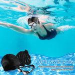 Foilswirl 8 Pcs Swimming Equipment Kit Anti Fog Swim Goggles Paddle Hand Cap Nose Cover Training Hand Paddles with Adjustable Straps for Lap Men Women(Black)