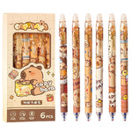 MOZXIRZ 6 Pcs Cute Erasable Retractable Pens Erasable Gel Ink Pens Cartoon Capybara Pen 0.5mm Fine Point Blue Ink Pen Cartoon Writing Pen Office School Pens Women Girls Boys (Blue Ink-Capybara)