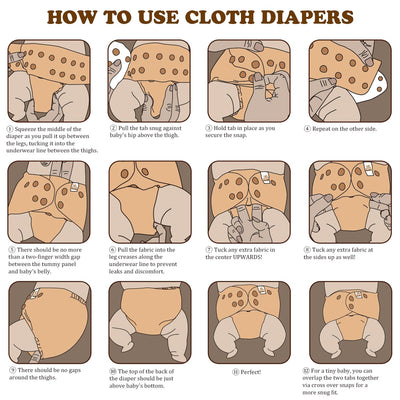 Mama Koala 3.0 Cloth Diapers for Babies with Suede Cloth Lining, Reusable Washable One Size Adjustable Pocket Diapers for Newborn and Toddler, 6 Pack with 6 5-Layer Natural Inserts (S-My Warm Heart)