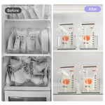 Hudgan 4 Pcs Storage Container Breastmilk for Fridge, Clear Organizer Bins for Milk Bags, Plastic Storage Bins for Freezer, Pantry, Bottles Bathroom, Vanity, Drawer and Yogurts
