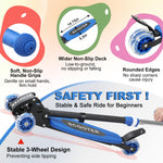 Kick Scooter for Kid 3-5 5-7,LED Lighted 3 Wheels,Folding Scooter, Lean to Steer,Adjustable Height,Widen Anti-Slip Deck, Heavy Duty Metal Toddler Scooters for Boys Girls 3-8 up to 150 LBs