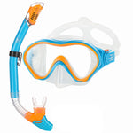 Kids Snorkeling Gear Dry Snorkel HHAO Sport Kids Snorkel Set Junior Anti Fog 180° Panoramic View, Swim Goggles with Nose Cover Scuba Diving Mask for Boys Girls, 4-15 Yrs Old