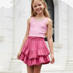 PATPAT Girls Skirt Sets Size 9-10, Hot Pink Crop Tank Tops + Pleated Skirts with Built in Shorts 2 Piece Outfits, Tween Girls Trendy Clothes Western Outfits Streetwear
