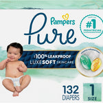 Pampers Pure Protection Baby Diapers, Size 5 (27+ lbs), 132 Count, Up to 100% Leakproof, Premium Plant-based Skin Protection, Hypoallergenic Soft Diapers