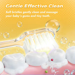 Papablic Toddler Sonic Electric Toothbrush Kids for Ages 1-3 Years, Baby Electric Toothbrush with Cute Rabbit Cover and Smart LED Timer, 2 Brush Heads (Bunny)