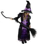 Spooktacular Creations Halloween Fairytale Witch Dress for Kids, Girls Cute Witch Costume Deluxe Set with Broom for Toddler Halloween Role Play Parties, Purple (L 10-12)