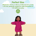 PlanToys® Wooden Girl Dollhouse Figurine – Medium Skin Tone | Poseable Doll with Bendable Rope Arms & Legs | Montessori Pretend Play Doll House People for Kids (1:12 Scale)