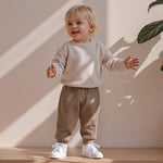 Baby Boy 2 Pack Pants Waffle Knit Sweatpants Soft Pull On Jogger Pant Toddler Fall Spring Bottoms (Brown, 12-18 Months)