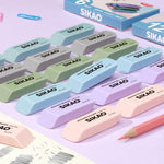 SIKAO Morandi Erasers, 12 Pack Pencil Erasers for Kids – Aesthetic Pastel Beveled Rubber Erasers, Latex-Free & Smudge-Free for School Supplies, Classroom & Daily Writing