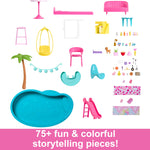 Barbie Dreamhouse, Pool Party Doll House with 75+ Pieces and 3-Story Slide, House Playset, Pet Elevator and Puppy Play Areas