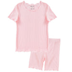 pureborn Toddler Pajamas Set Pjs - Little Girl Short Sleeve Snug Fit Sleepwear 2pcs Light Pink 2T