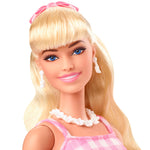 Barbie The Movie Doll, Margot Robbie as, Collectible Doll Wearing Pink & White Gingham Dress with Daisy Chain Necklace
