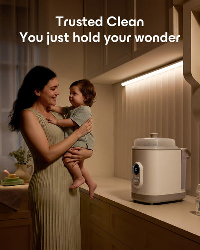 MAMAPRO Baby Bottle Washer Pro, Sterilizer & Dryer — Wash 6 Bottles at Once, All-in-One Cleaner for Bottles, Pump Parts & Baby Essentials – Replaces Hand Washing, Time-Saving for Busy Parents