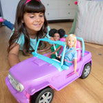 Barbie Toy Car, Doll-Sized SUV, Purple Off-Road Vehicle with 2 Pink Seats & Treaded, Rolling Wheels