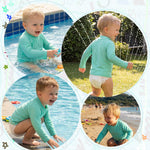 babygoal Baby Lake Blue Long Sleeve Rash Guard Shirt with UPF 50+ Sun Protection for Baby Toddler Boy & Girl Beach Pool Swimming SY04-6-12M-B