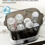 Grownsy Adjustable 4 in 1 Large Bottle Sterilizer and Dryer, 8 Bottles Capacity,Electric Steam Baby Bottle Sterilizer, Sanitizer for Baby Bottles & Pacifiers, Breast Pump Parts