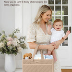 Diaper Caddy Organizer For Changing Table,Dutch Velvet Baby Diaper Caddy With 3 Removable Compartments &4 Side Pockets,Portable Diaper Basket For Car Organizer,Nursery Organizer For Essential Supplies