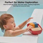 PlanToys® Cargo Ship Bath Toy for Toddlers | Floating Boat with Cargo Blocks for Water Play | Montessori Educational Toy | Eco-Friendly Bathtub Toys for Kids