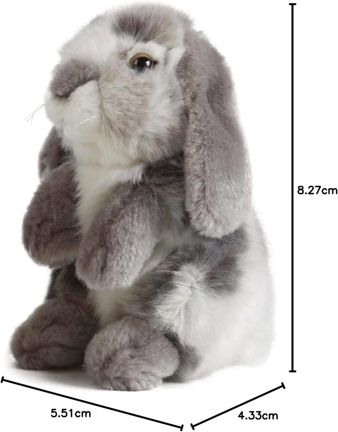 Living Nature Grey Sitting Lop Eared Rabbit Stuffed Animal | Fluffy Rabbit Animal | Soft Toy for Kids | 7 inches
