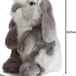 Living Nature Grey Sitting Lop Eared Rabbit Stuffed Animal | Fluffy Rabbit Animal | Soft Toy for Kids | 7 inches