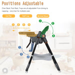 Baby High Chair, 3-in-1 Foldable High Chairs for Babies and Toddlers with Footrest Adjustment, 5 Height & 3 Recline & 4 Dining Tray Adjustable, 5 Point Harness, Lockable Wheels, Black