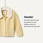 Amazon Essentials x Sofia Grainge Unisex Babies' Peter Pan Collar Sweater Jacket, Butter Yellow, 24 Months