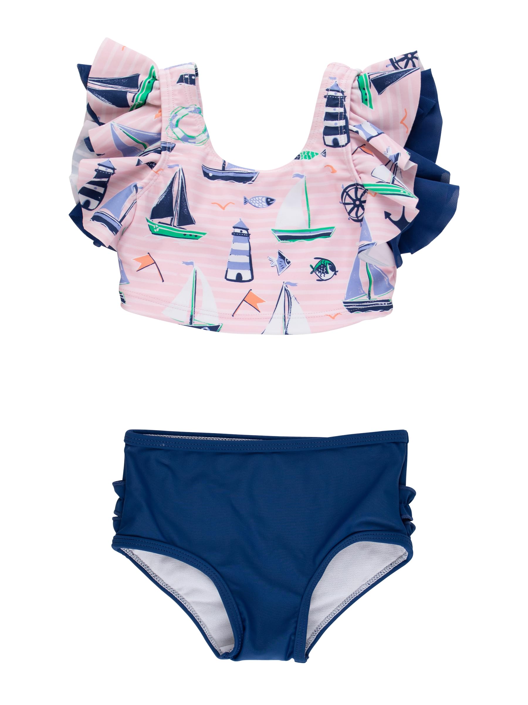 RuffleButts Baby/Toddler Girls UPF50+ Waterfall Tankini Two Piece ...