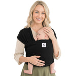 ELDOMA Black Baby Wrap Carrier - Lightweight, Breathable Baby Sling, Hands Free Baby Carrier Sling, Baby Carriers from Newborn to Toddler, (7-35 lbs / 3-15kg)