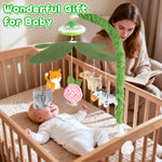 Playix Baby Crib Mobile with Music and Lights, Nursery Baby Mobile for Crib Bassinet with Remote Control, Rotation, Starlight Projection, Crib Toys for Babies Boys Girls Green